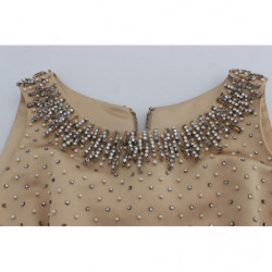 Abito a trapezio impreziosito da cristalli beige - IT40-S