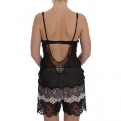 Top lingerie babydoll in pizzo di seta nera - IT4 - L