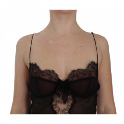 Top lingerie babydoll in pizzo di seta nera - IT4 - L