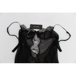 Top lingerie babydoll in pizzo di seta nera - IT4 - L