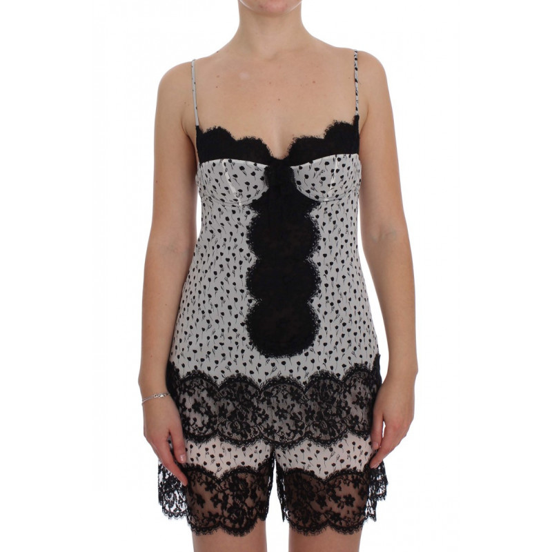 Top lingerie babydoll in pizzo di seta nera - IT4 - L