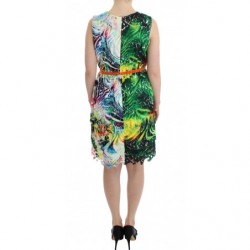 Abito tubino in organza multicolor - L