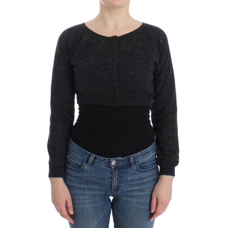 Maglione cardigan in lana lavorata a maglia grigia - IT40 - XS