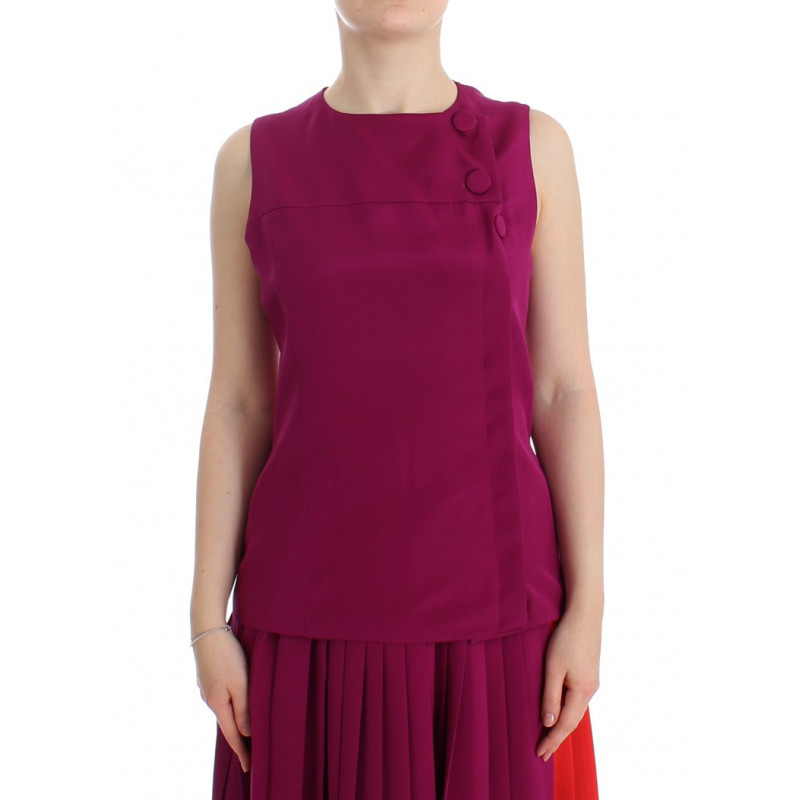 Top camicetta senza maniche in seta viola - IT42 - S