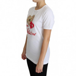T-shirt bianca con cristalli a cuore San Valentino - IT36 - XS