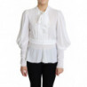 Top maniche lanterna colletto ascot camicetta bianca - IT44-L