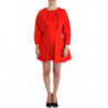 Abito tubino rosso con maniche a 3/4 in lino mini - M