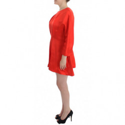Abito tubino rosso con maniche a 3/4 in lino mini - M