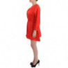 Abito tubino rosso con maniche a 3/4 in lino mini - M