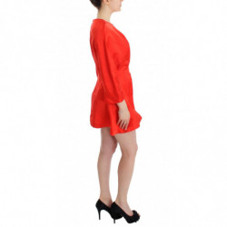 Abito tubino rosso con maniche a 3/4 in lino mini - M