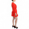 Abito tubino rosso con maniche a 3/4 in lino mini - M