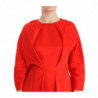 Abito tubino rosso con maniche a 3/4 in lino mini - M