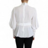 Top maniche lanterna colletto ascot camicetta bianca - IT44-L