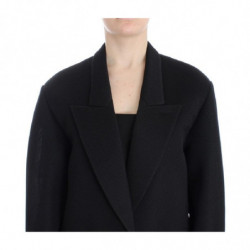 Blazer da giacca lungo drappeggiato con cappotto nero - IT42-M