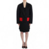 Blazer da giacca lungo drappeggiato con cappotto nero - IT40-S