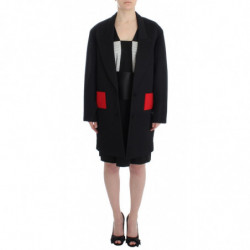 Blazer da giacca lungo drappeggiato con cappotto nero - IT40-S