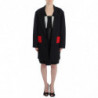 Blazer da giacca lungo drappeggiato con cappotto nero - IT40-S