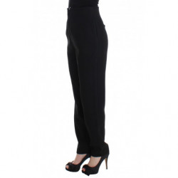 Pantaloni eleganti slim dritti a vita alta neri - IT40-S
