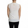 Top senza maniche camicetta bianca bordi pizzo seta - IT38-XS