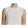 Top senza maniche camicetta bianca bordi pizzo seta - IT38-XS