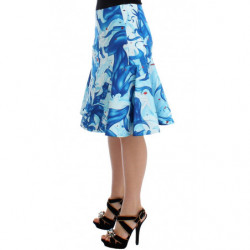 Gonna tubino dritta stampa peplo blu stampa ad affresco - IT44-L