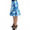 Gonna tubino dritta stampa peplo blu stampa ad affresco - IT44-L