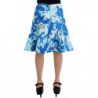 Gonna tubino dritta stampa peplo blu stampa ad affresco - IT44-L
