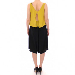 Abito da cocktail tubino a tubino in seta giallo nero - IT42-M