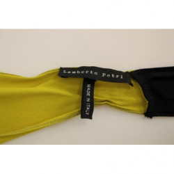 Abito da cocktail tubino a tubino in seta giallo nero - IT42-M