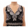 Abito da cocktail a trapezio con motivo floreale in seta nera - IT42-M