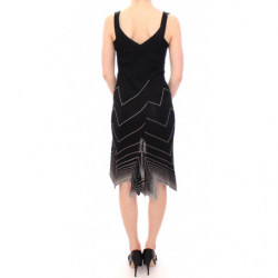 Abito da cocktail in maglia con scollo a V basso bianco nero - M