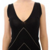 Abito da cocktail in maglia con scollo a V basso bianco nero - M