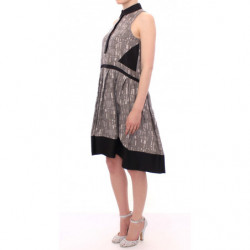 Abito a trapezio in seta grigio nero - IT38-XS