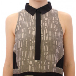 Abito a trapezio in seta grigio nero - IT38-XS