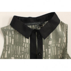 Abito a trapezio in seta grigio nero - IT38-XS