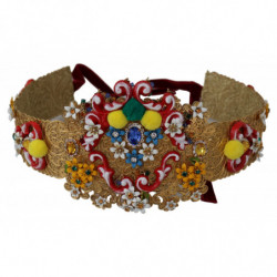 Cintura larga in cristallo floreale impreziosito multicolor - IT42-M
