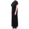 Giacca a mantella lunga in broccato di cotone nero - ONE SIZE