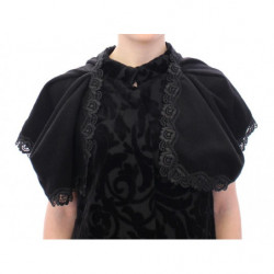 Giacca a mantella lunga in broccato di cotone nero - ONE SIZE