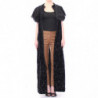 Giacca a mantella lunga in broccato di cotone nero - ONE SIZE