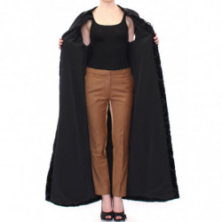 Giacca a mantella lunga in broccato di cotone nero - ONE SIZE