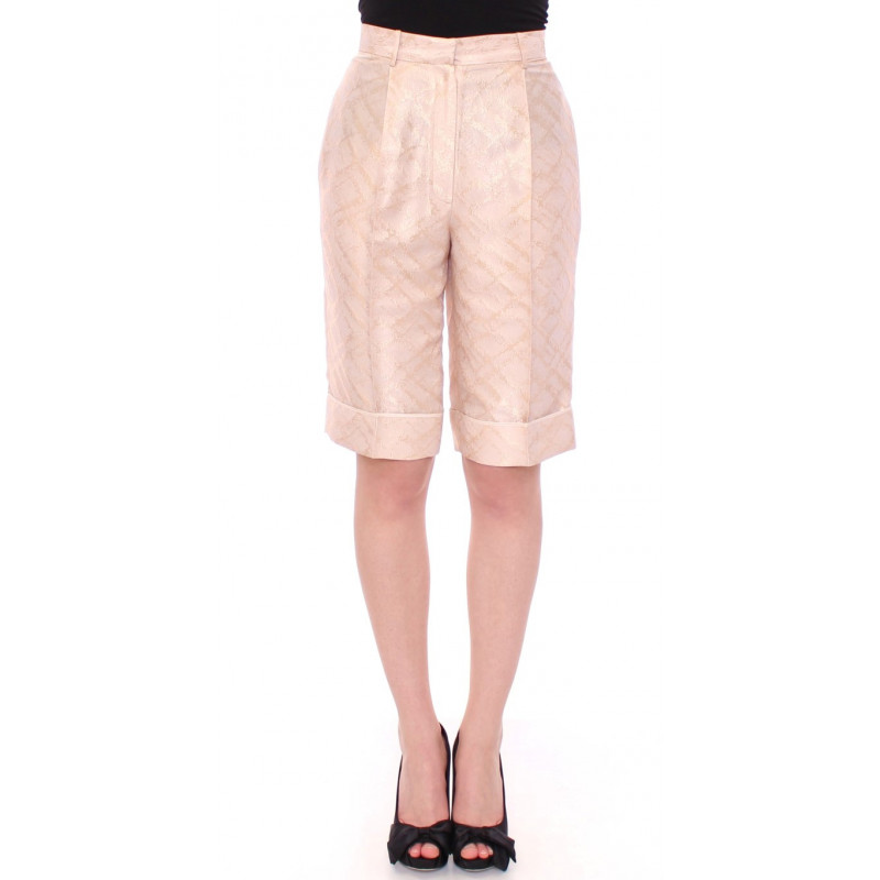 Pantaloncini sopra il ginocchio in broccato beige - IT44-L
