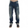 Jeans larghi in cotone stretch denim lavato blu - W34