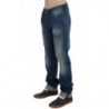 Jeans larghi in cotone stretch denim lavato blu - W34
