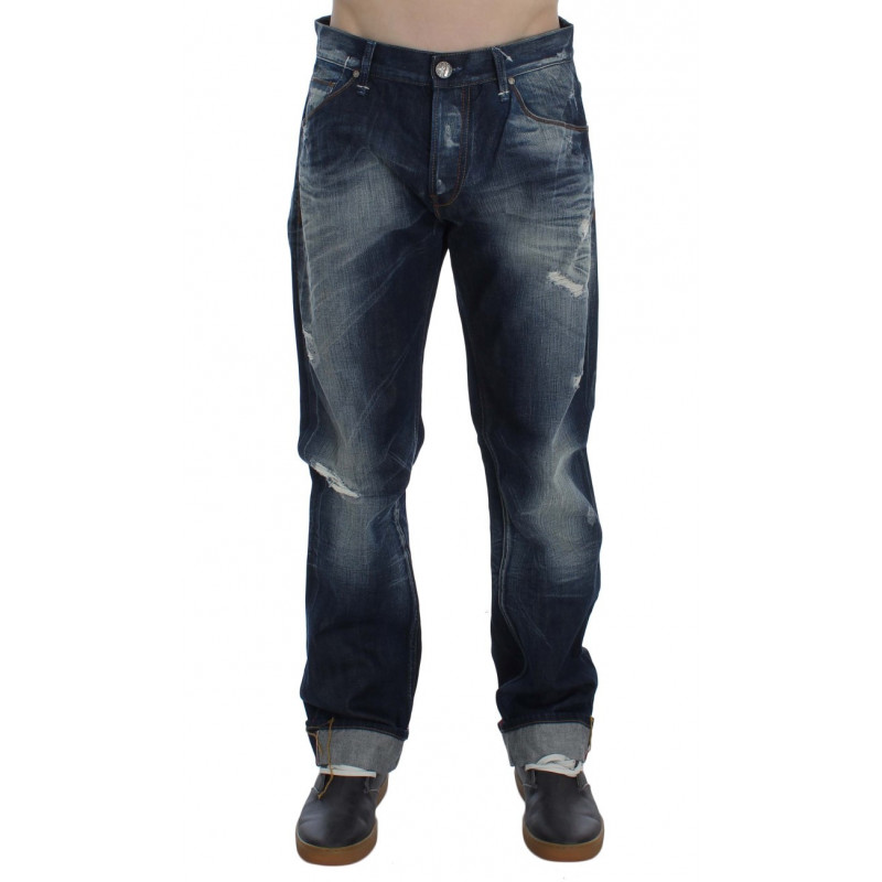 Jeans vestibilità regolare in denim di cotone lavato blu - W34