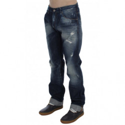 Jeans vestibilità regolare in denim di cotone lavato blu - W34