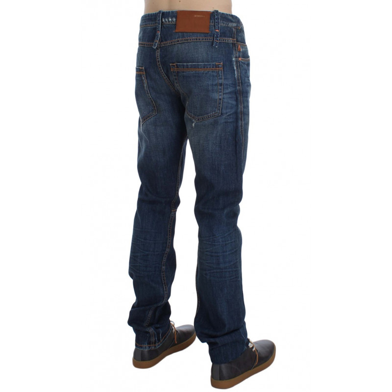 Jeans slim fit in denim di cotone lavato blu - W34