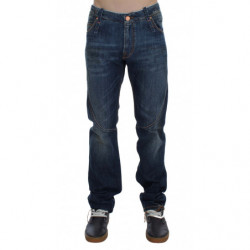 Jeans slim fit in denim di cotone lavato blu - W34