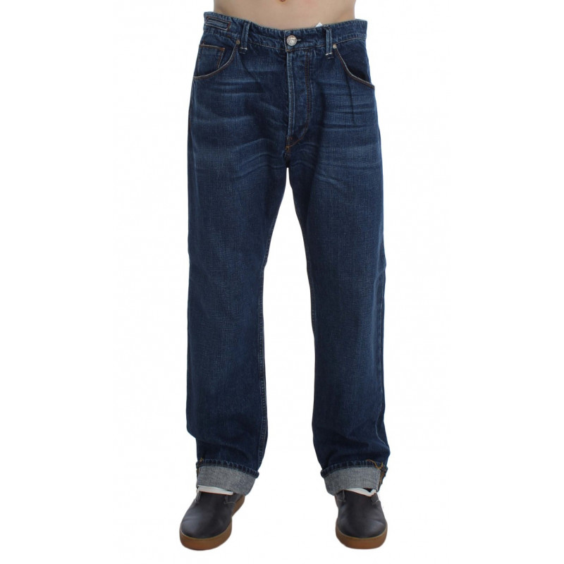 Jeans larghi larghi in cotone lavato blu - W34