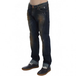 Jeans dalla vestibilità dritta regolare in cotone lavato blu - W34