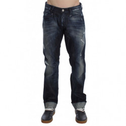 Jeans dritti dalla vestibilità regolare in cotone blu - W34
